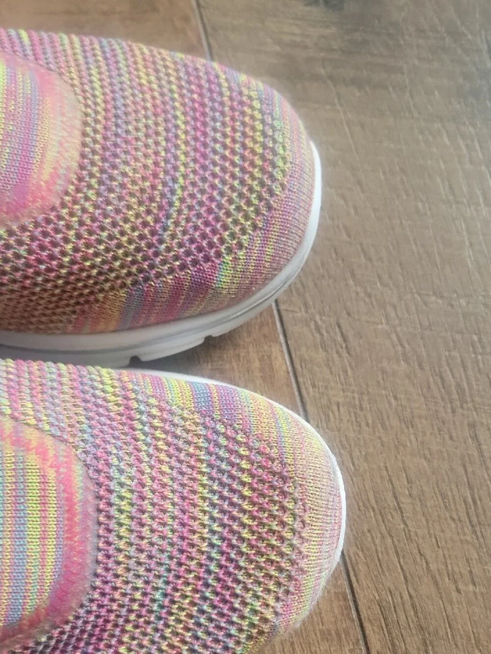 Skechers Slip-On Knit Sneakers in Pink and Neon Yellow